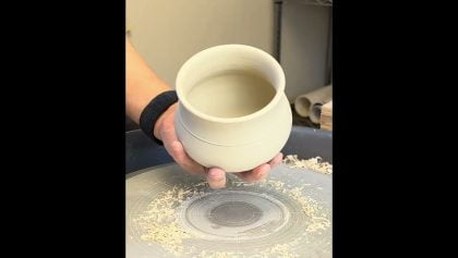 802. Using #2 Hsin Tools Tungsten Carbide to trim a round mug and attach the handle