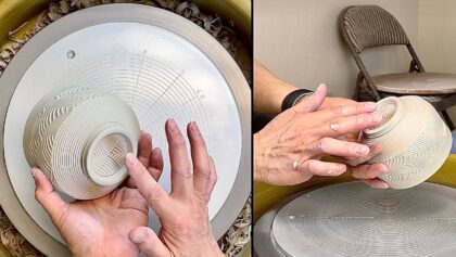 740. Making a Roller Texture TeaBowl/Chawan & Matching Footprint with Hsin-Chuen Lin 林新春 滾花茶碗製作