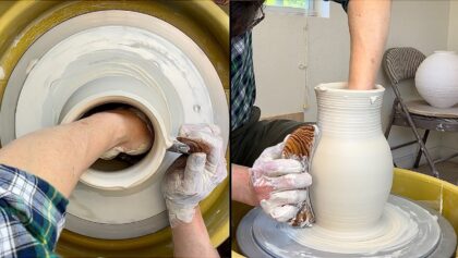 728. Testing Profile Rib #3 to Throw a Thin-necked Moon Jar with Hsin-Chuen Lin 林新春 細頸天球瓶拉坯刮板測試