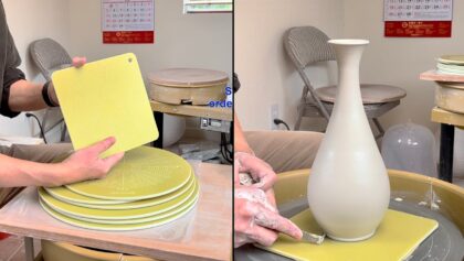 722. Throwing a Thin-necked Bottle on a New Translucent Bat with Hsin-Chuen Lin 林新春 細頸瓶拉坯示範