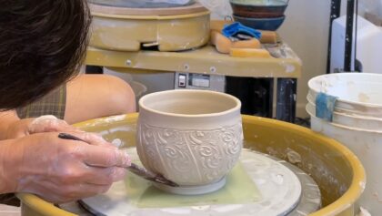 700. Teaching a Special Needs Student Throwing a Roller Texture Teabowl/Chawan with Hsin-Chuen Lin