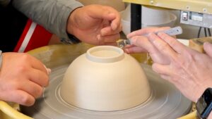 672. Hsin-Chuen Lin Teaching a Special Needs Student Trimming a Bowl~ Part 3 林新春 教導特殊學生修碗坯