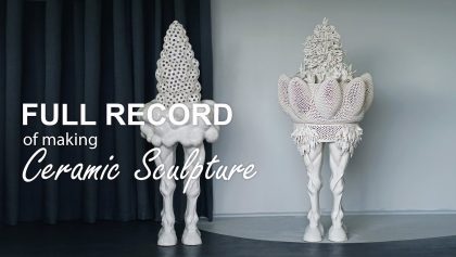 Full record of making human size ceramic sculpture, series "Gone with flowers", ASMR, final part