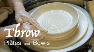 Throw porcelain plates and bowls on pottery wheel, full record, ASMR