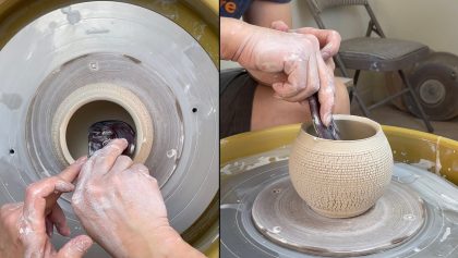 652. Using #3 Half Round Rib to Stretch a Sodium Silicate Teabowl with Hsin-Chuen Lin 林新春 岩花瓷茶碗拉坯示範