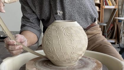 645. Class Project 1~ Throwing a Roller Texture Lidded Jar with Hsin-Chuen Lin 林新春 滾花瓷蓋罐課堂拉坯示範