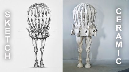 How to make a human size ceramic sculpture, from sketch to fired sculpture