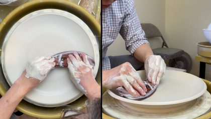 644. Using a Round and a #4 Half Round Ribs to Throw a Large Platter with Hsin-Chuen Lin 林新春 刮板拉大盤示範