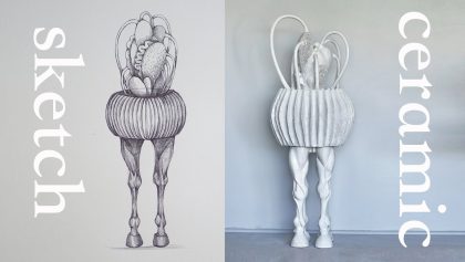 Turn sketch into a human size ceramic sculpture in 10 minutes