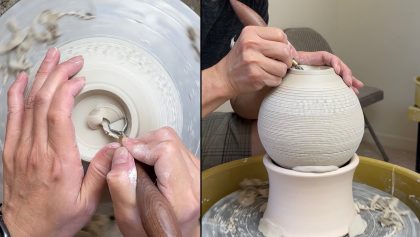 617. Trimming a Sodium Silicate Texture Thin-necked Bottle with Hsin-Chuen Lin