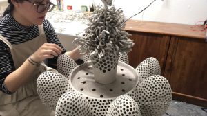 Full record of making human size ceramic sculpture, series "Gone with flowers", ASMR, part 2