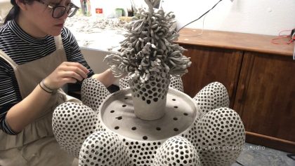 Full record of making human size ceramic sculpture, series "Gone with flowers", ASMR, part 2