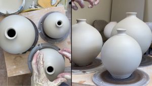 605. Throwing 2 More Moon Jar Bottles 3 Lb & 5 Lb with Hsin-Chuen Lin 林新春 2個月亮圓瓶拉坯示範