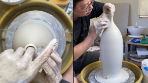 601. Throwing Another Thin-necked Bottle- 3 with Hsin-Chuen Lin 林新春 細頸瓶拉坯示範