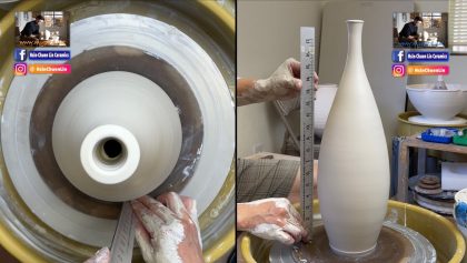 599. Throwing a 7 Lb 18" Thin-Necked Bottle with Hsin-Chuen Lin 林新春 細頸瓷瓶拉坯示範
