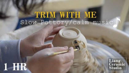 Trim Pottery With Me  ☕️ (1 Hour Relaxing Pottery with Music)