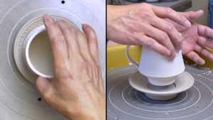 594. Trimming a Chattering Texture Saucer to Fit a Mug with Hsin-Chuen Lin 林新春 馬克杯托盤修坯示範