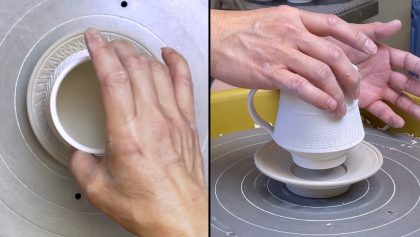 594. Trimming a Chattering Texture Saucer to Fit a Mug with Hsin-Chuen Lin 林新春 馬克杯托盤修坯示範