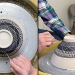 585. Trimming/Chattering/Sgraffito a 3Lb bowl with Hsin-Chuen Lin 林新春 3磅大碗修坯跳刀雕紋示範