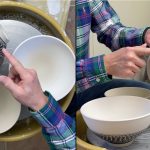 582. Sgraffito/Chattering Designed 3 Bowls with Hsin-Chuen Lin 林新春 三個碗跳刀雕紋示範