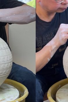 573. Throwing a Large Roller Texture Vase with Hsin-Chuen Lin 林新春 滾花紋大罐拉坯示範