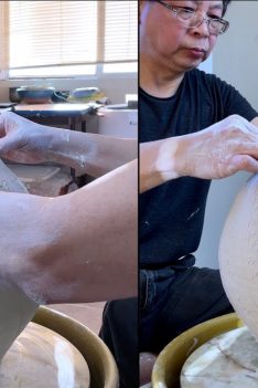 572. Throwing/Altering a Large Roller Texture Vase with Hsin-Chuen Lin 林新春 滾花紋瓶拉坯變形示範