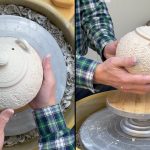 570. Turning a Roller Texture Lidded Jar into a Teapot with Hsin-Chuen Lin 林新春 滾花紋茶壺嘴和把接坯示範