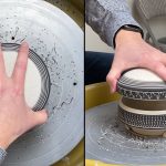 562. Trimming/Chattering a Sodium Silicate Texture Lidded Box with Hsin-Chuen Lin 林新春 岩花瓷盒修坯示範