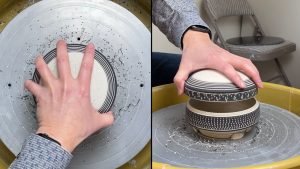562. Trimming/Chattering a Sodium Silicate Texture Lidded Box with Hsin-Chuen Lin 林新春 岩花瓷盒修坯示範